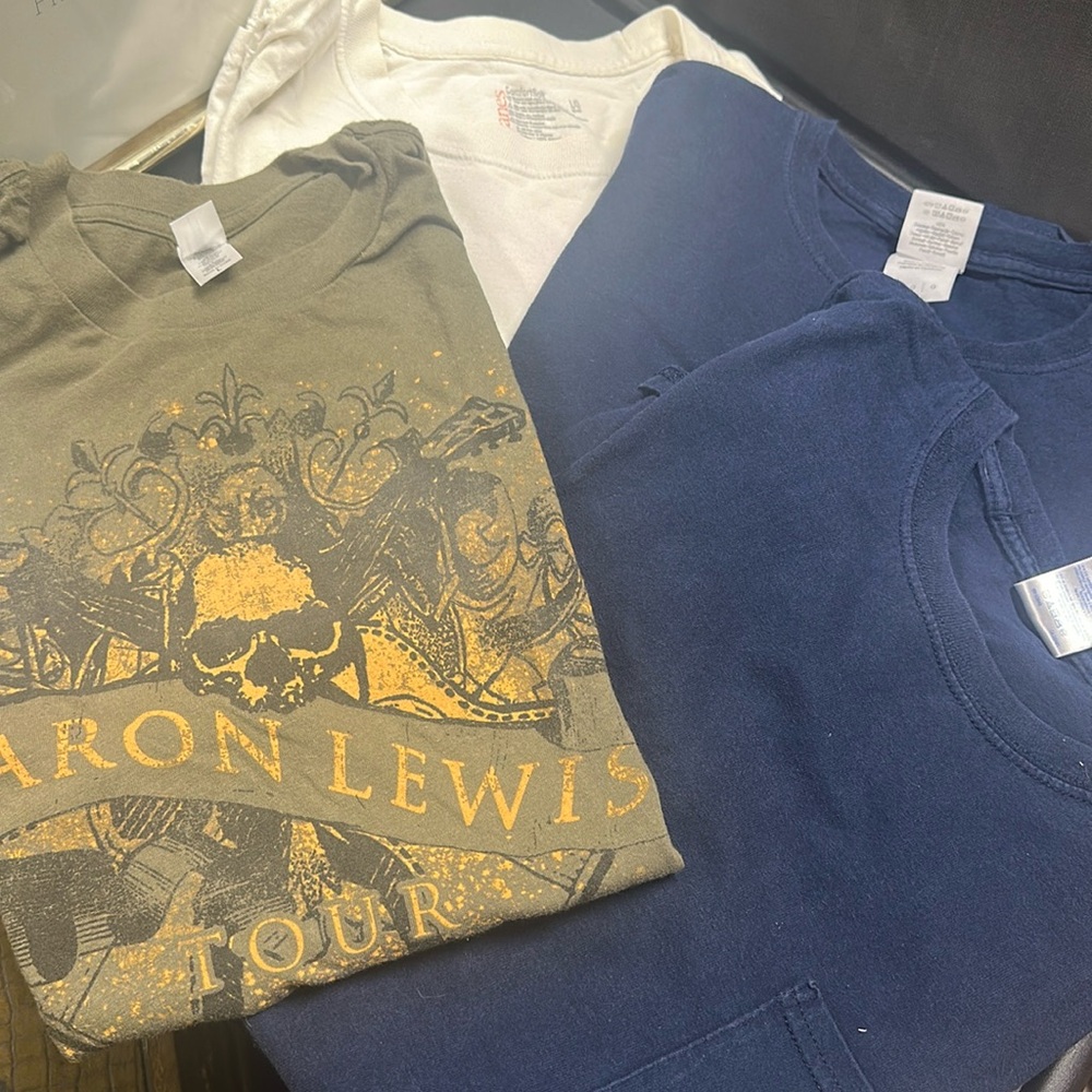 Bundle of 4 Large men’s short sleeve tees - Aaron Lewis and solid tees